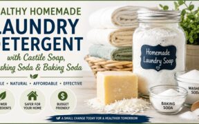 Healthy-homemade-laundry-detergent-ingredients-featuring-Castile-soap-washing-soda-baking-soda-and-powdered-laundry-soap-beside-folded-towels